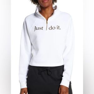 Nike Sportswear 1/4 Zip Crop Pullover Sweatshirt - Burgundy/Gold - Medium